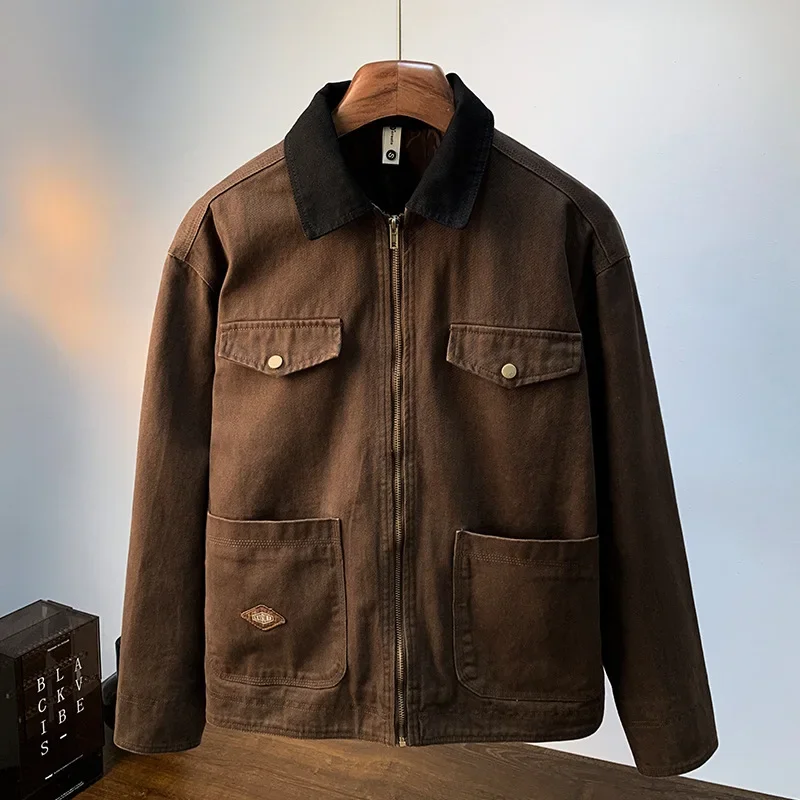 Retro Workwear Coat Men's Spring and Autumn New Fashion Polo Collar Stitching High-End Casual All-Matching Jeans Jacket
Retro Workwear Coat Men's Spring and Autumn New Fashion Polo Collar Stitching High-End Casual All-Matching Jeans Jacket