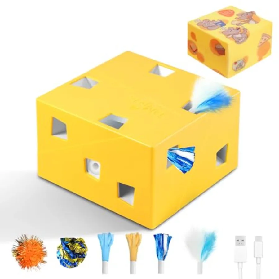 Интерактивная игрушка для кошек MigiBox с PopSkin: автоматическое выбросывание перьев из 12 отверстий для домашних кошек, случайное выбросывание перьев.
Интерактивная игрушка для кошек MigiBox с PopSkin: автоматическое выбросывание перьев из 12 отверстий для домашних кошек, случайное выбросывание перьев.