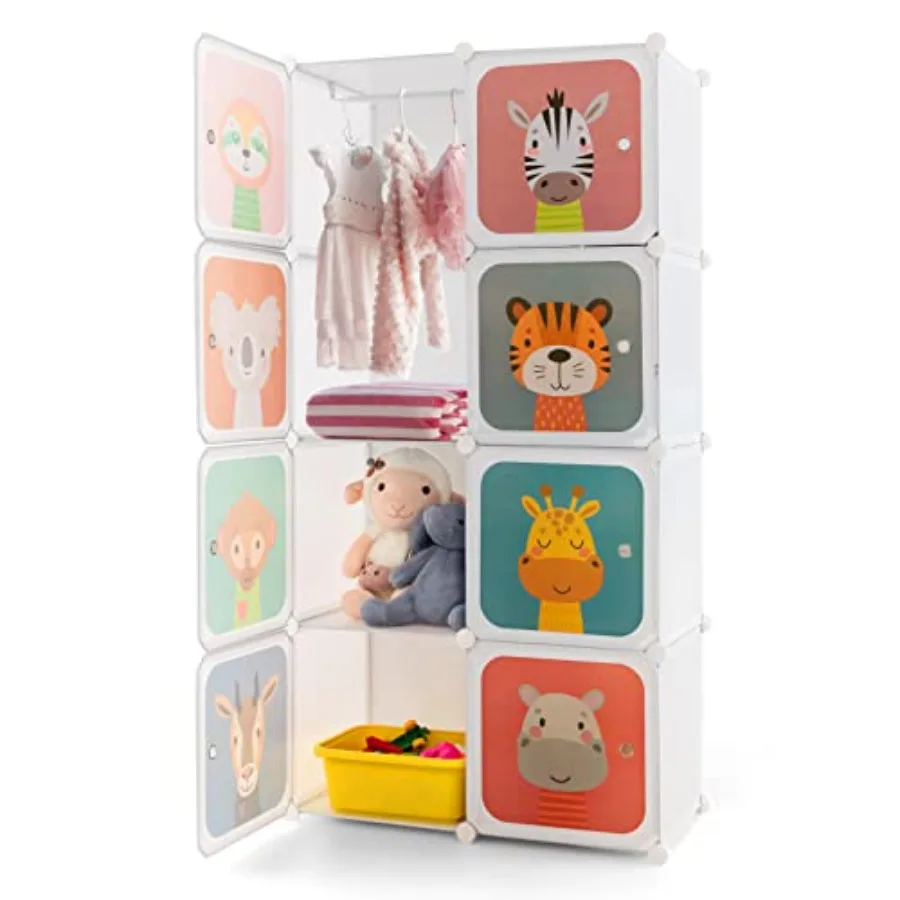 Closet, Cartoon DIY Modular Dresser Storage Organizer with and Clothes Hanging Rack, Portable Armoire for Baby Toddlers, Wardro
Closet, Cartoon DIY Modular Dresser Storage Organizer with and Clothes Hanging Rack, Portable Armoire for Baby Toddlers, Wardro