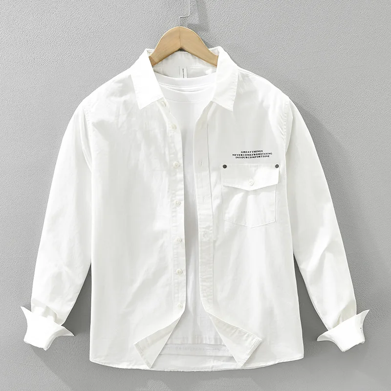 Casual Letter-printed 100% Cotton Long Sleeve Shirt for Men Clothing White Turn-down Collar Versatile 2025 Autumn New
Casual Letter-printed 100% Cotton Long Sleeve Shirt for Men Clothing White Turn-down Collar Versatile 2025 Autumn New