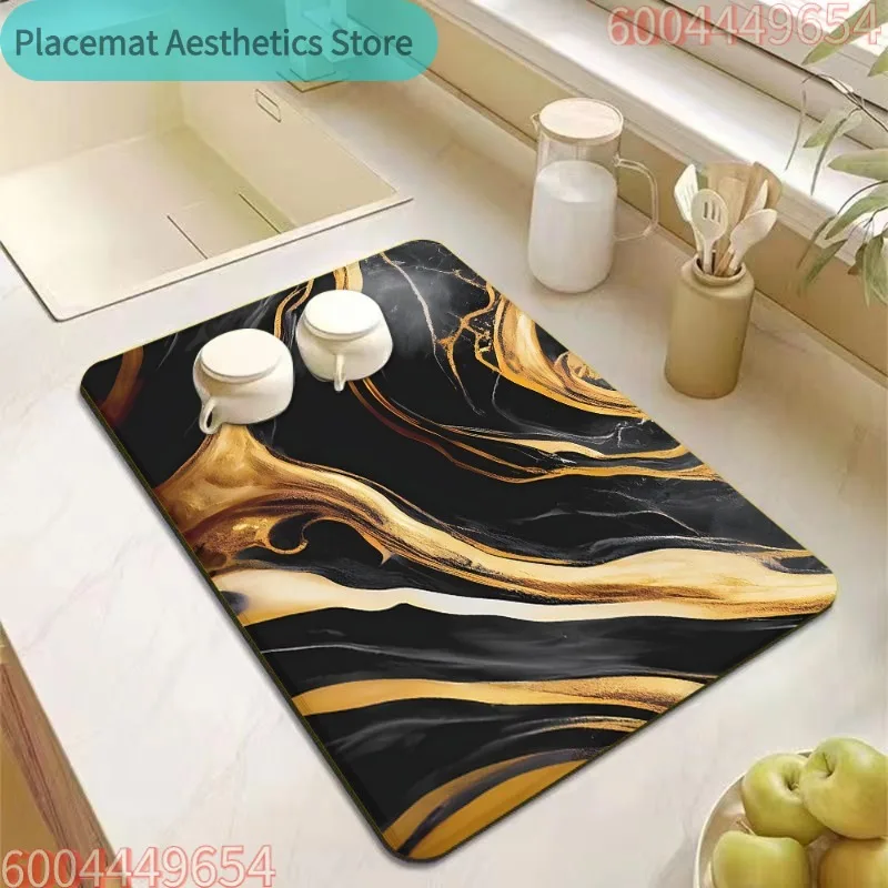 Luxury Black Gold Marble Kitchen Drain Mat High-End Quick Drying Heat Resistant Pad Modern Home Decor Countertop Protector Mat
Luxury Black Gold Marble Kitchen Drain Mat High-End Quick Drying Heat Resistant Pad Modern Home Decor Countertop Protector Mat