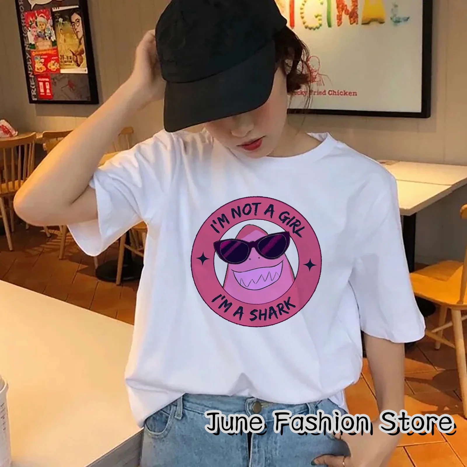 Summer Women Cartoon Kawaii Nimona T-Shirt I'm Not A Girl I'm A Shark Clothing Cotton Tops Tees Female Casual Y2K Streetwear
Summer Women Cartoon Kawaii Nimona T-Shirt I'm Not A Girl I'm A Shark Clothing Cotton Tops Tees Female Casual Y2K Streetwear