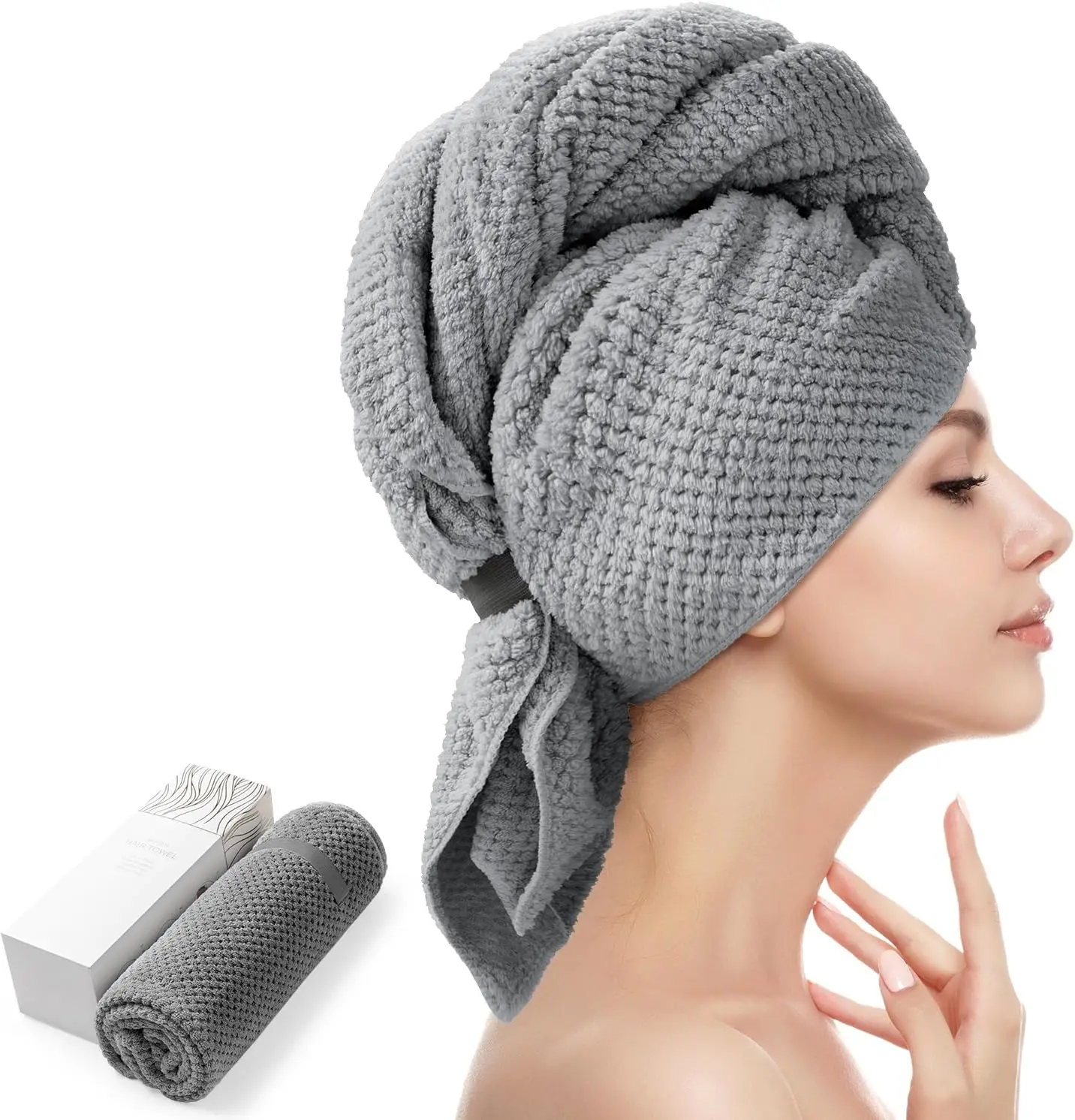 Super Absorbent Microfiber Hair Towel Wrap for Women, Fast Drying Hair Turban for Curly Long Thick Hair, 26.3"x40", Dark Gray
Super Absorbent Microfiber Hair Towel Wrap for Women, Fast Drying Hair Turban for Curly Long Thick Hair, 26.3"x40", Dark Gray