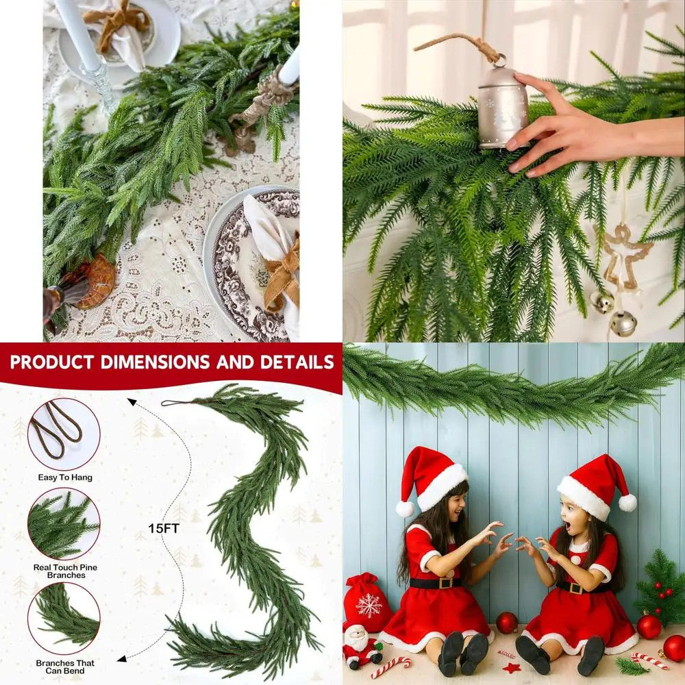 15FT Realistic Faux Norfolk Pine Garland for Christmas Fireplace, Stairs, Doors | Indoor Holiday Decor
15FT Realistic Faux Norfolk Pine Garland for Christmas Fireplace, Stairs, Doors | Indoor Holiday Decor