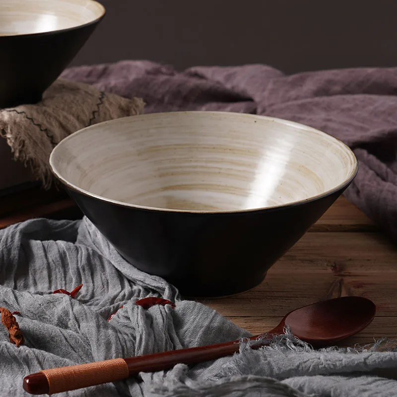Japanese Ceramic Noodle Bowl Large Retro Matte Black Soup Bowl for Home Restaurant Use
Japanese Ceramic Noodle Bowl Large Retro Matte Black Soup Bowl for Home Restaurant Use