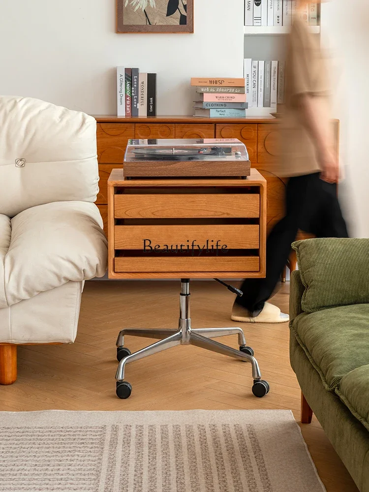 Cherry wood record projection stand movable tea table lifting rotating bedside table Japanese sofa edge few solid wood
Cherry wood record projection stand movable tea table lifting rotating bedside table Japanese sofa edge few solid wood
