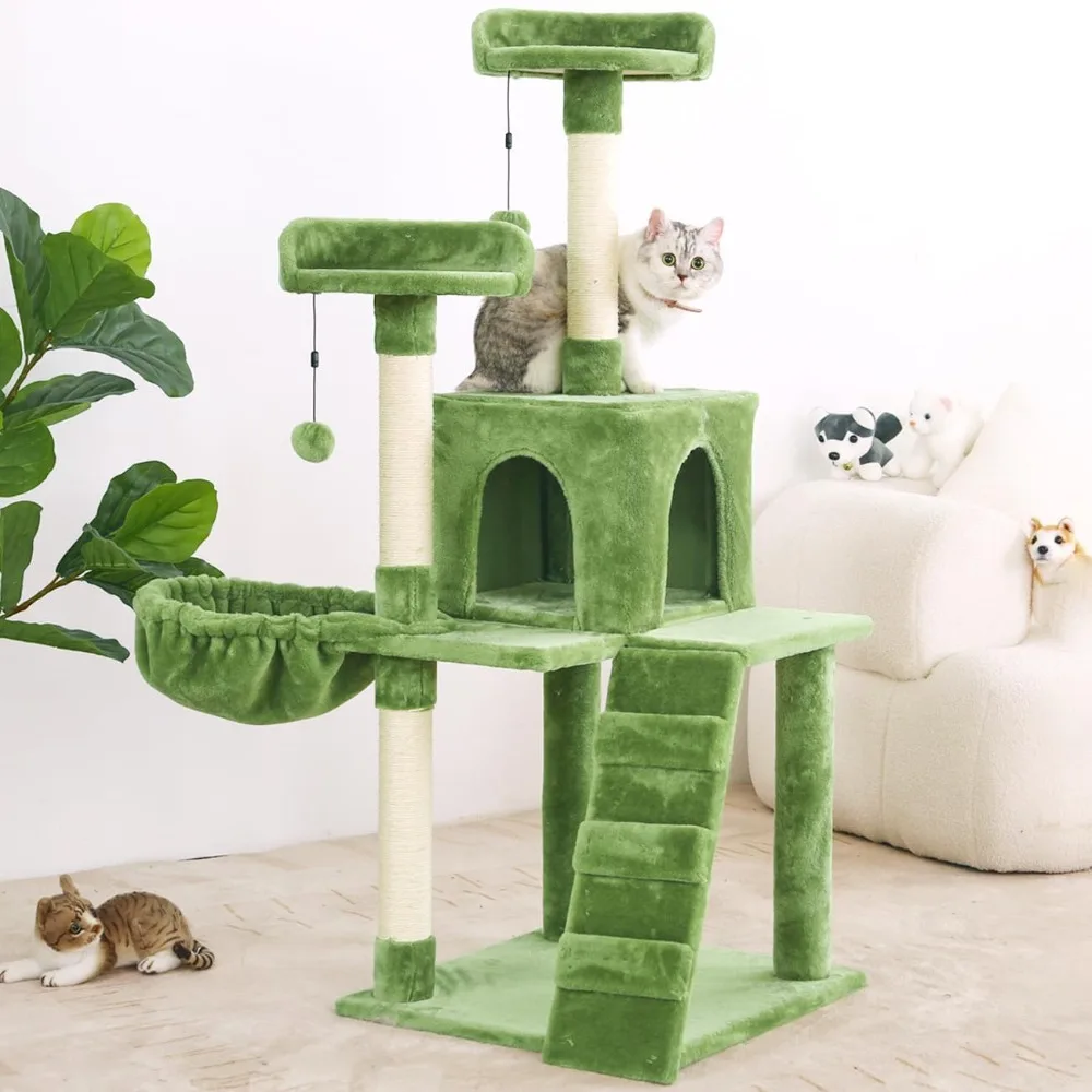 54in Cat Tree Cat Tower Condo Furniture Scratch Post with Natural Sisal Rope, Hammock & Cradle for Cats Kittens, Tall Cat Climbi
54in Cat Tree Cat Tower Condo Furniture Scratch Post with Natural Sisal Rope, Hammock & Cradle for Cats Kittens, Tall Cat Climbi