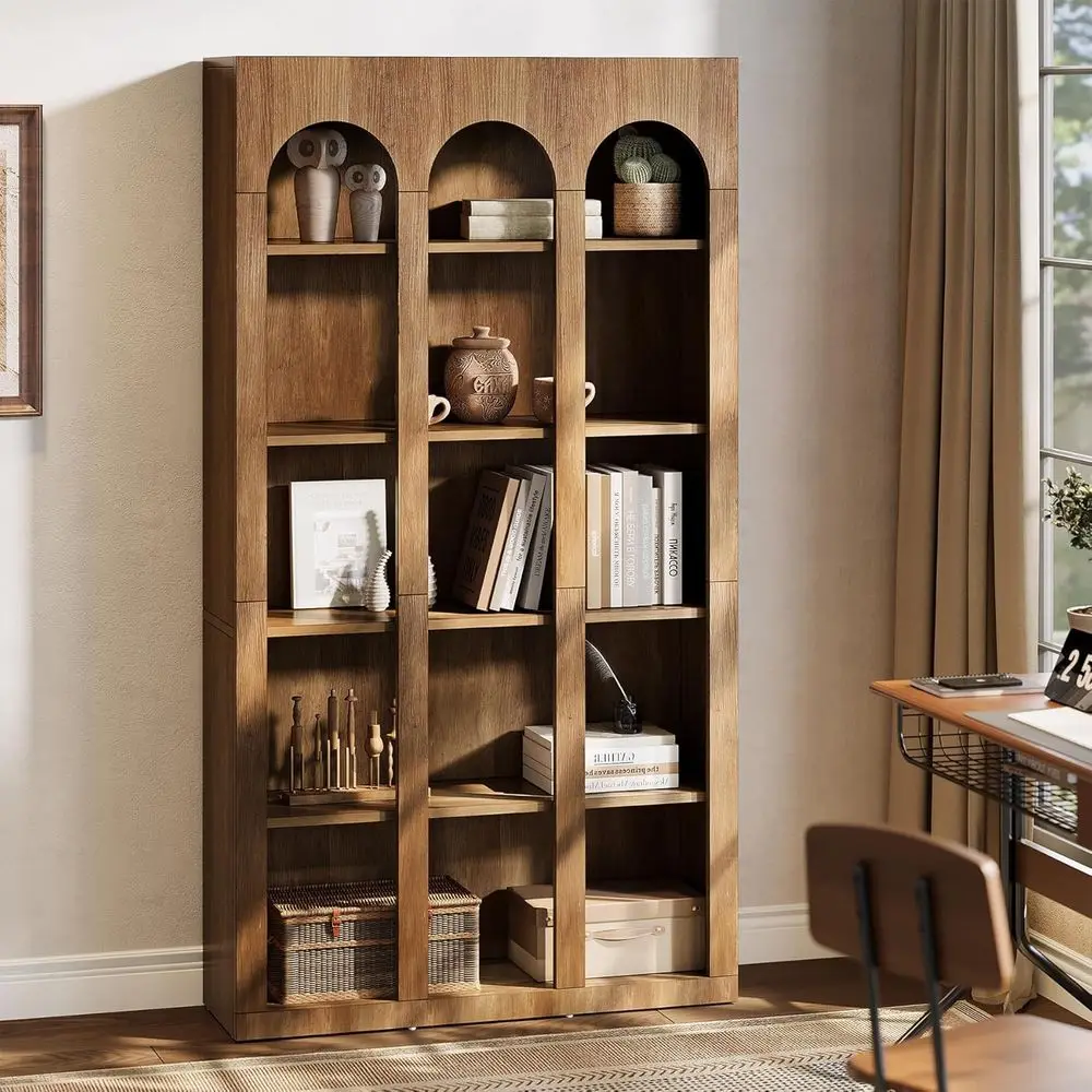 5-Tier Arched Display Bookcase, Vintage Walnut Brown, Open Storage Shelves for Living Room, Bedroom, Home Office, Entryway
5-Tier Arched Display Bookcase, Vintage Walnut Brown, Open Storage Shelves for Living Room, Bedroom, Home Office, Entryway