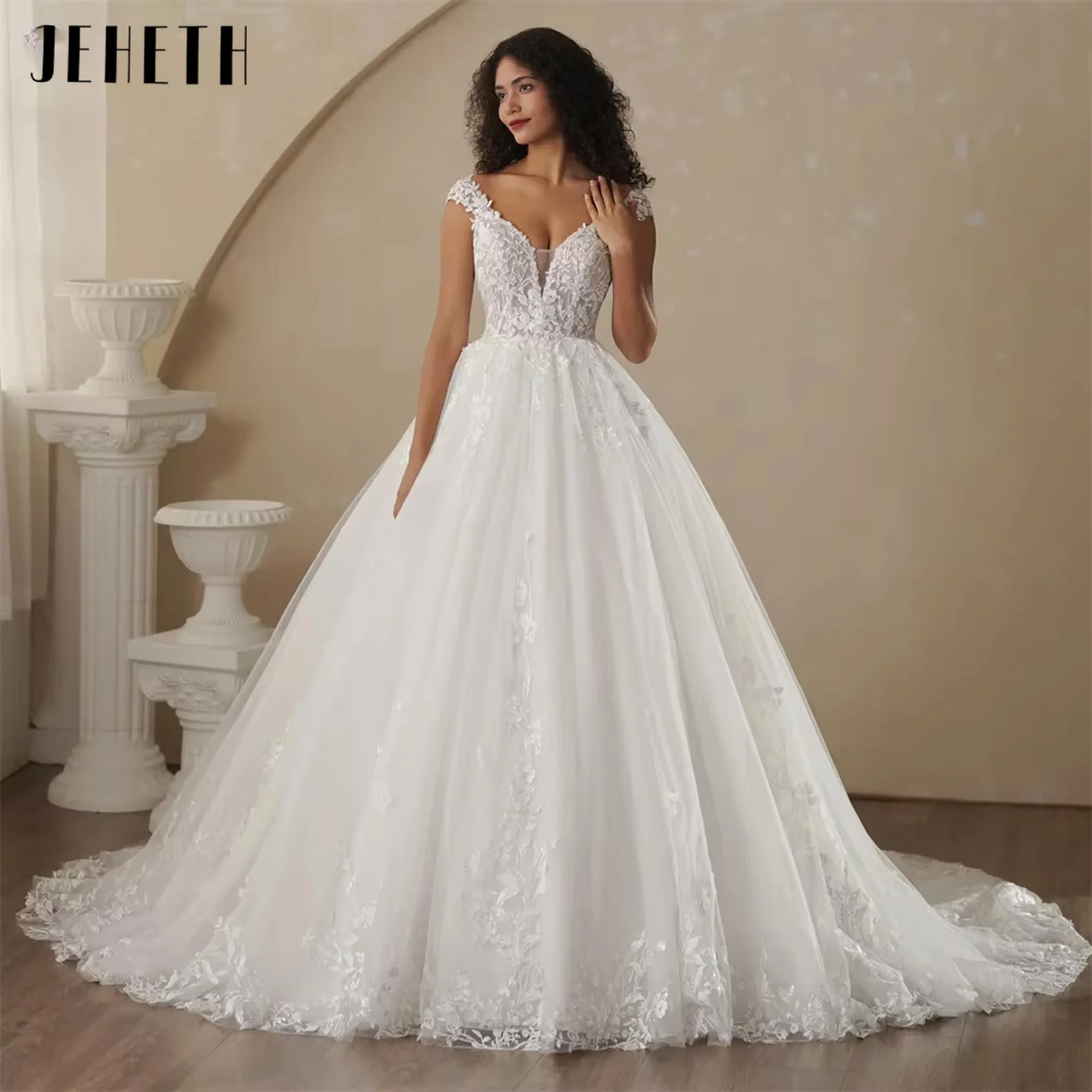 JEHETH V-Neck Cap Sleeves Princess Sexy Wedding Dress For Women 2025 Spring Lace Boho Bridal Gown Vestidos De Novias Customized
JEHETH V-Neck Cap Sleeves Princess Sexy Wedding Dress For Women 2025 Spring Lace Boho Bridal Gown Vestidos De Novias Customized