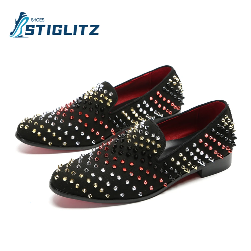 Colorful Rivets Slip On Loafers Fashion Trend Men's Casual Shoes Round Toe Square Heel Flats High-Quality Genuine Leather Mules
Colorful Rivets Slip On Loafers Fashion Trend Men's Casual Shoes Round Toe Square Heel Flats High-Quality Genuine Leather Mules
