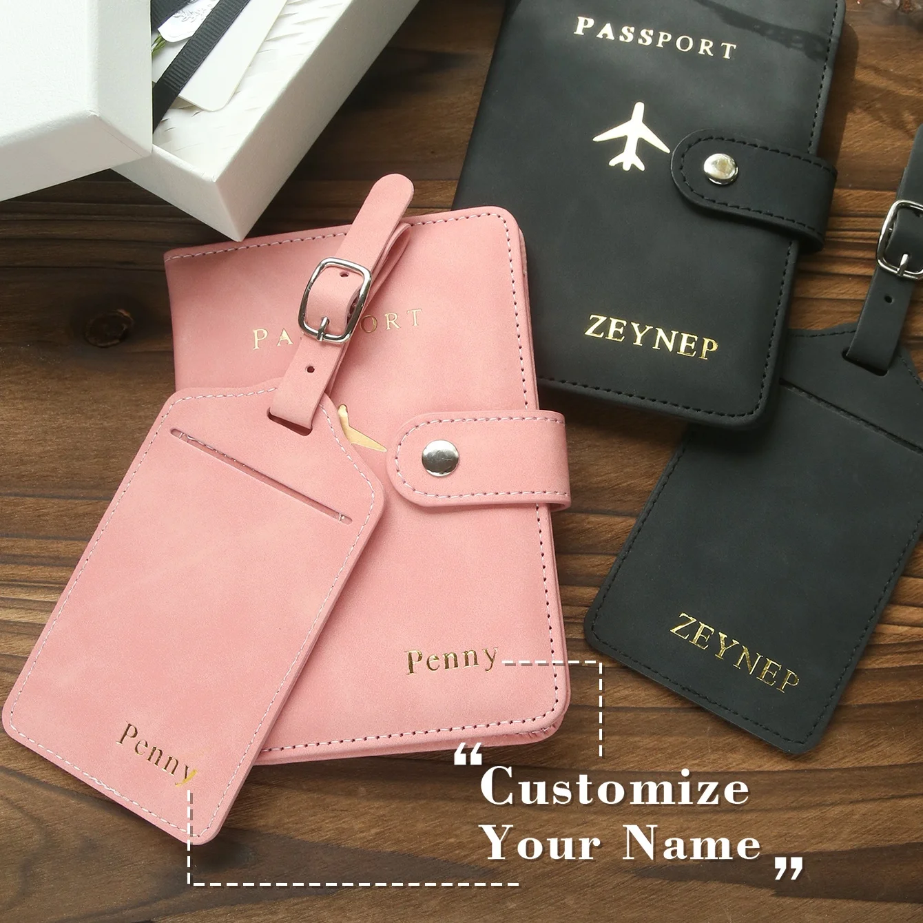 2Pcs Customizable Leather Passport Cover + Luggage Tag Set Travel Gift for Bridesmaids & Couples Travel Document Organizer Gifts
2Pcs Customizable Leather Passport Cover + Luggage Tag Set Travel Gift for Bridesmaids & Couples Travel Document Organizer Gifts