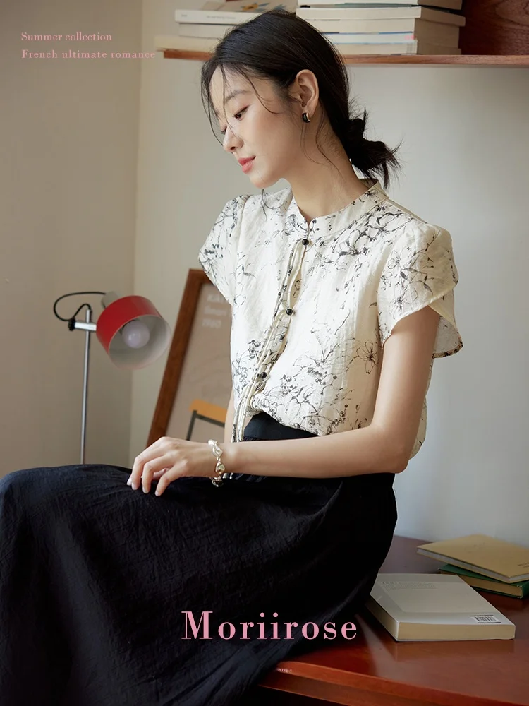 Moriirose New Chinese Style Shirt And Black Skirt Set Women's Summer Vintage Two-Piece Suit Short Sleeve Stand Collar
Moriirose New Chinese Style Shirt And Black Skirt Set Women's Summer Vintage Two-Piece Suit Short Sleeve Stand Collar