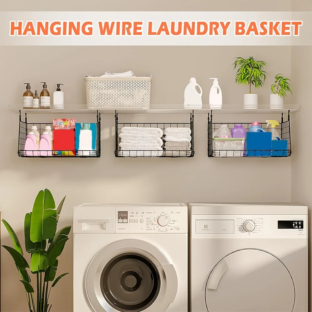 3-Tier Hanging Organizer:Foldable Wire Shelf Laundry Room Organizer with 360°Rotating Hooks Space Snack Storage Rack Saving Over Washer And Dryer Shelves - Laundry Organization And Storage, Shelves
3-Tier Hanging Organizer:Foldable Wire Shelf Laundry Room Organizer with 360°Rotating Hooks Space Snack Storage Rack Saving Over Washer And Dryer Shelves - Laundry Organization And Storage, Shelves