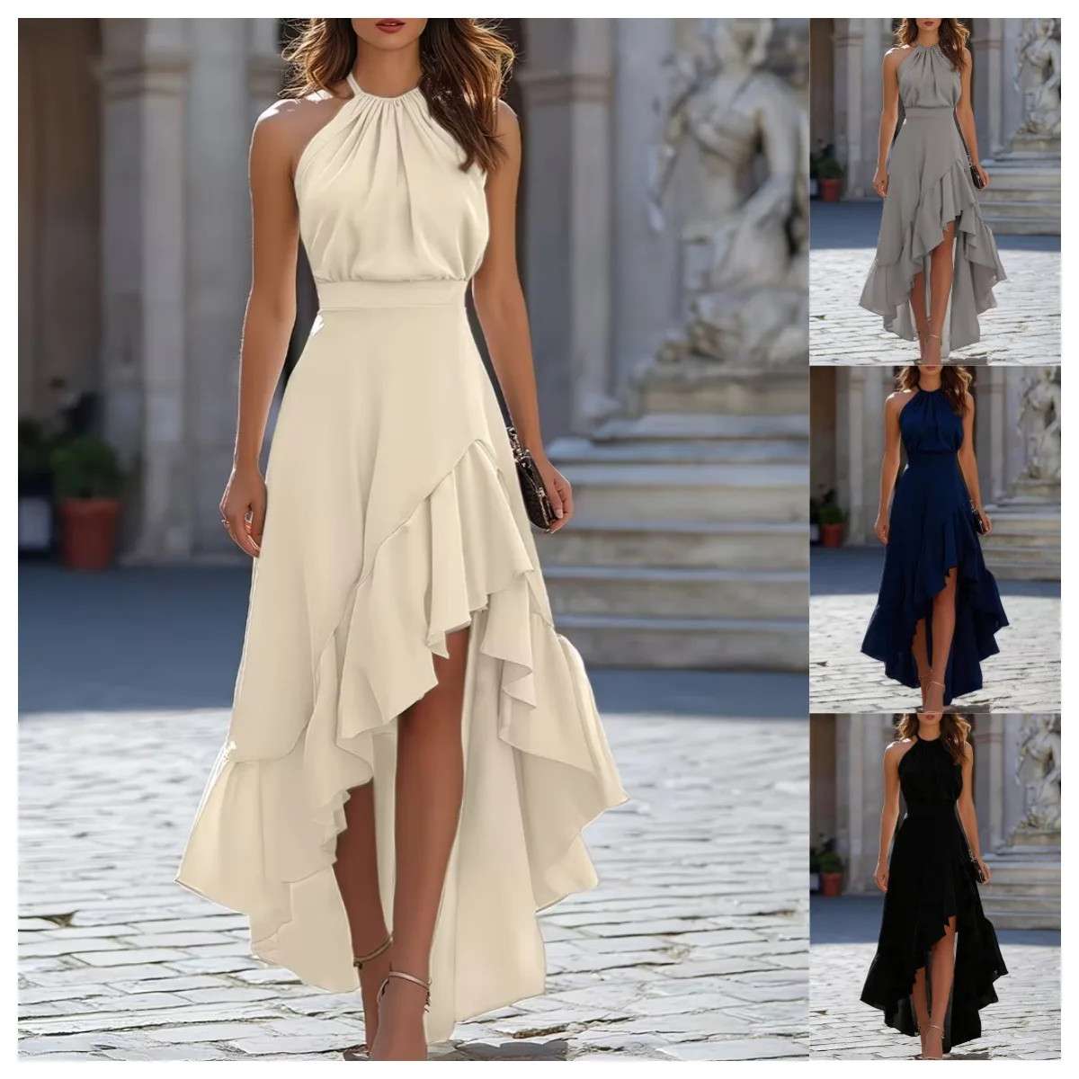 Women's Summer Sleeveless Halter Neck Ruffle Hem Dress Dresses
Women's Summer Sleeveless Halter Neck Ruffle Hem Dress Dresses
