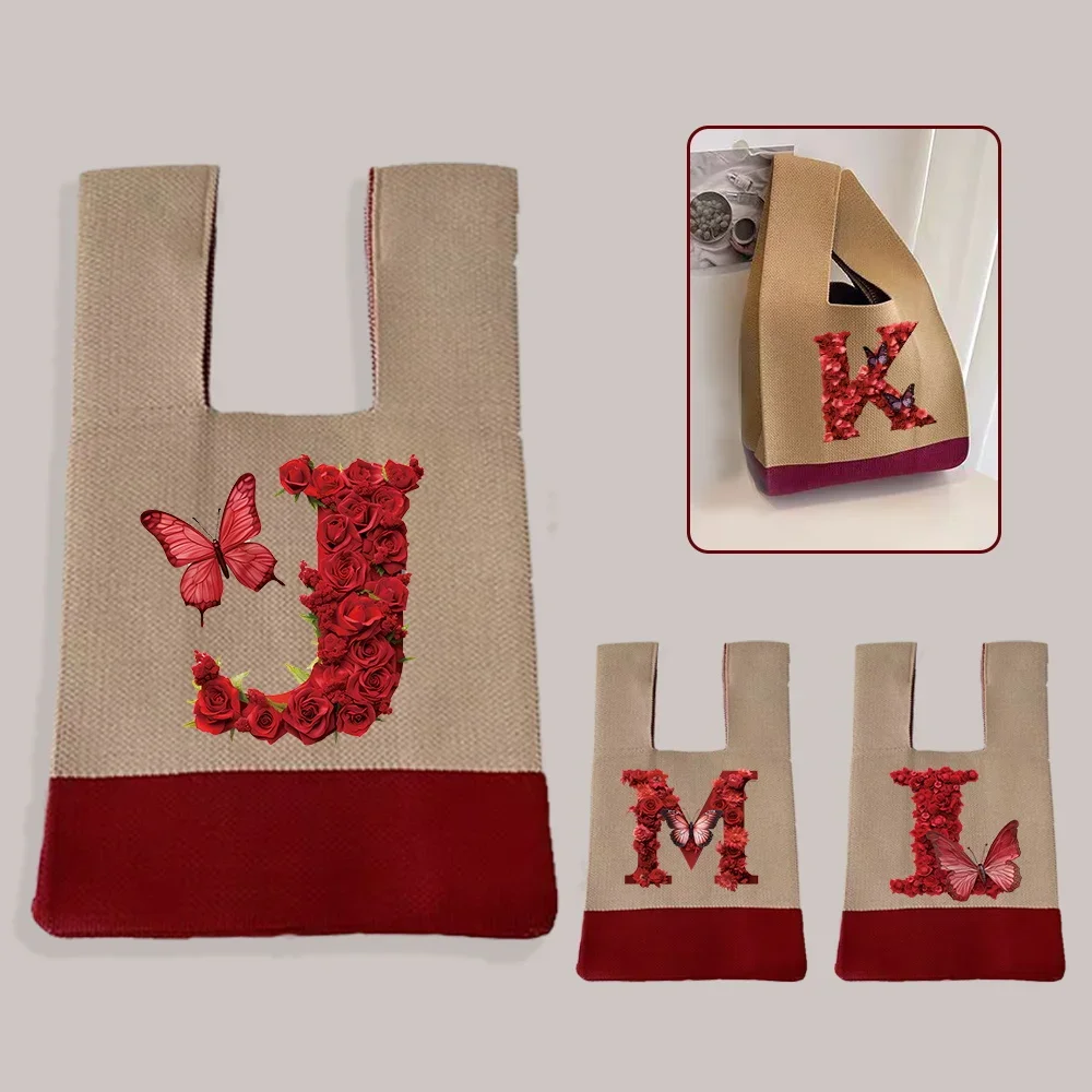 Wrist Tote Bags Knitted Bag Crochet Woven Knot Handbag Coin Pouch Portable Purse Organizer Wallet Red Rose Printed Series
Wrist Tote Bags Knitted Bag Crochet Woven Knot Handbag Coin Pouch Portable Purse Organizer Wallet Red Rose Printed Series