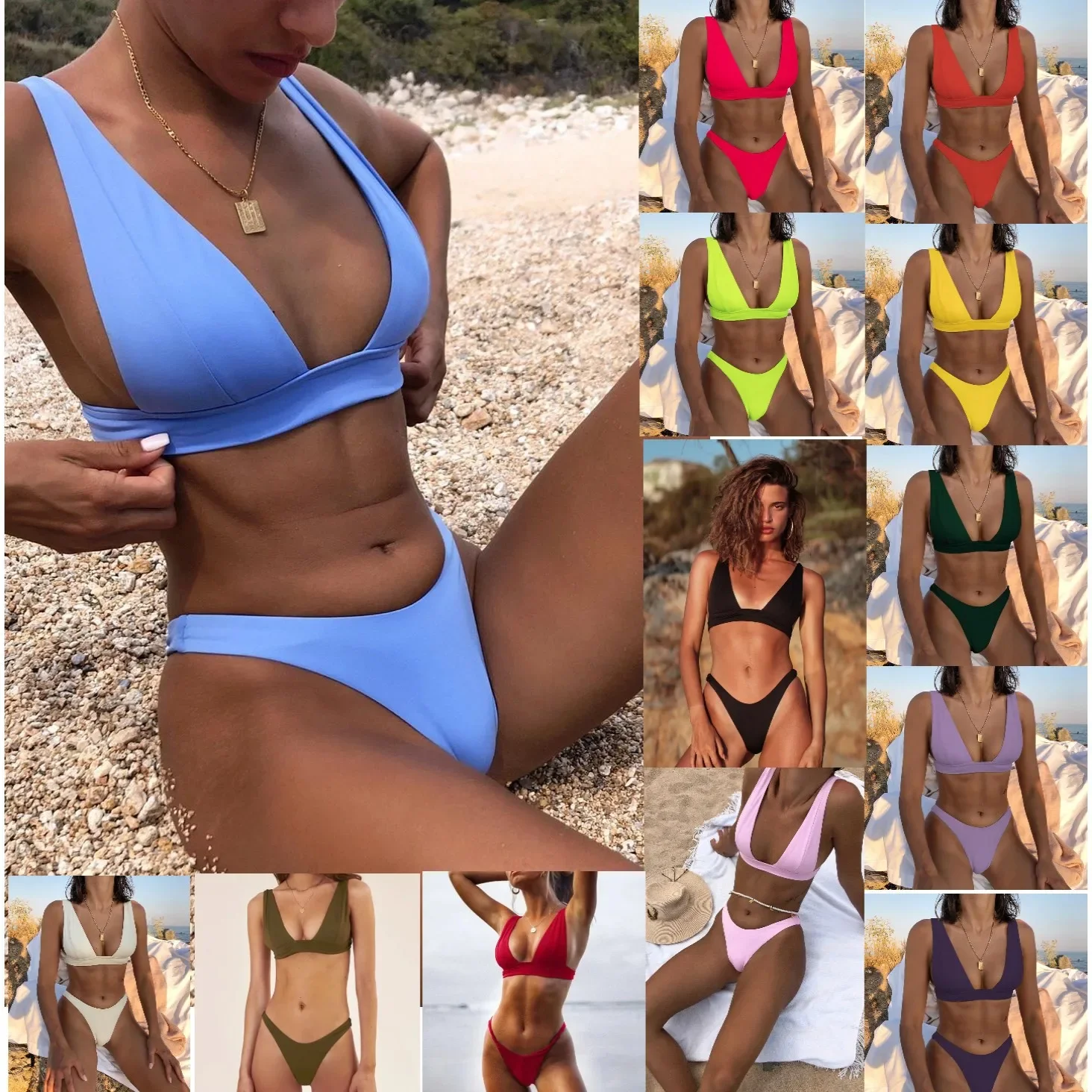 New Sexy Bikini Solid Swimsuit Women Swimwear Push Up Bikini Set Brazilian Bathing Suit Summer Beachwear Swimming Suit
New Sexy Bikini Solid Swimsuit Women Swimwear Push Up Bikini Set Brazilian Bathing Suit Summer Beachwear Swimming Suit