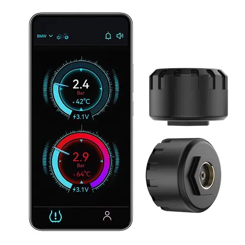 Sistema de monitoramento de pressão de pneus de motocicleta, bluetooth tpms para motocicletas, monitor de pressão e temperatura de pneus em tempo real com