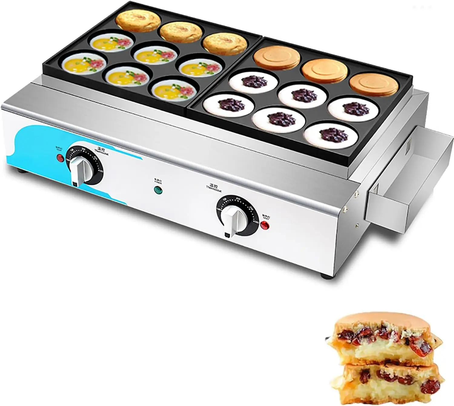 Electric Heating Egg Burger Machine, Stainless Steel Hamburger Maker Griddle with 50~300℃ Control At Will,
Electric Heating Egg Burger Machine, Stainless Steel Hamburger Maker Griddle with 50~300℃ Control At Will,