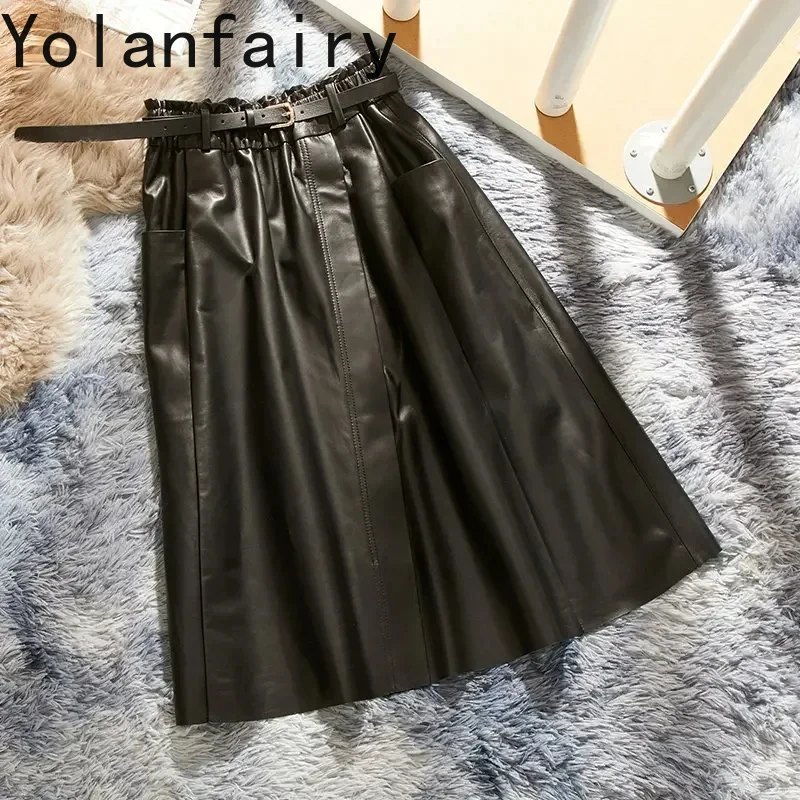 Real Sheepskin Leather Skirts for Women High Quality Mid-length Black Skirt Korean Style High Waist Skirts A-line Women Clothes
Real Sheepskin Leather Skirts for Women High Quality Mid-length Black Skirt Korean Style High Waist Skirts A-line Women Clothes
