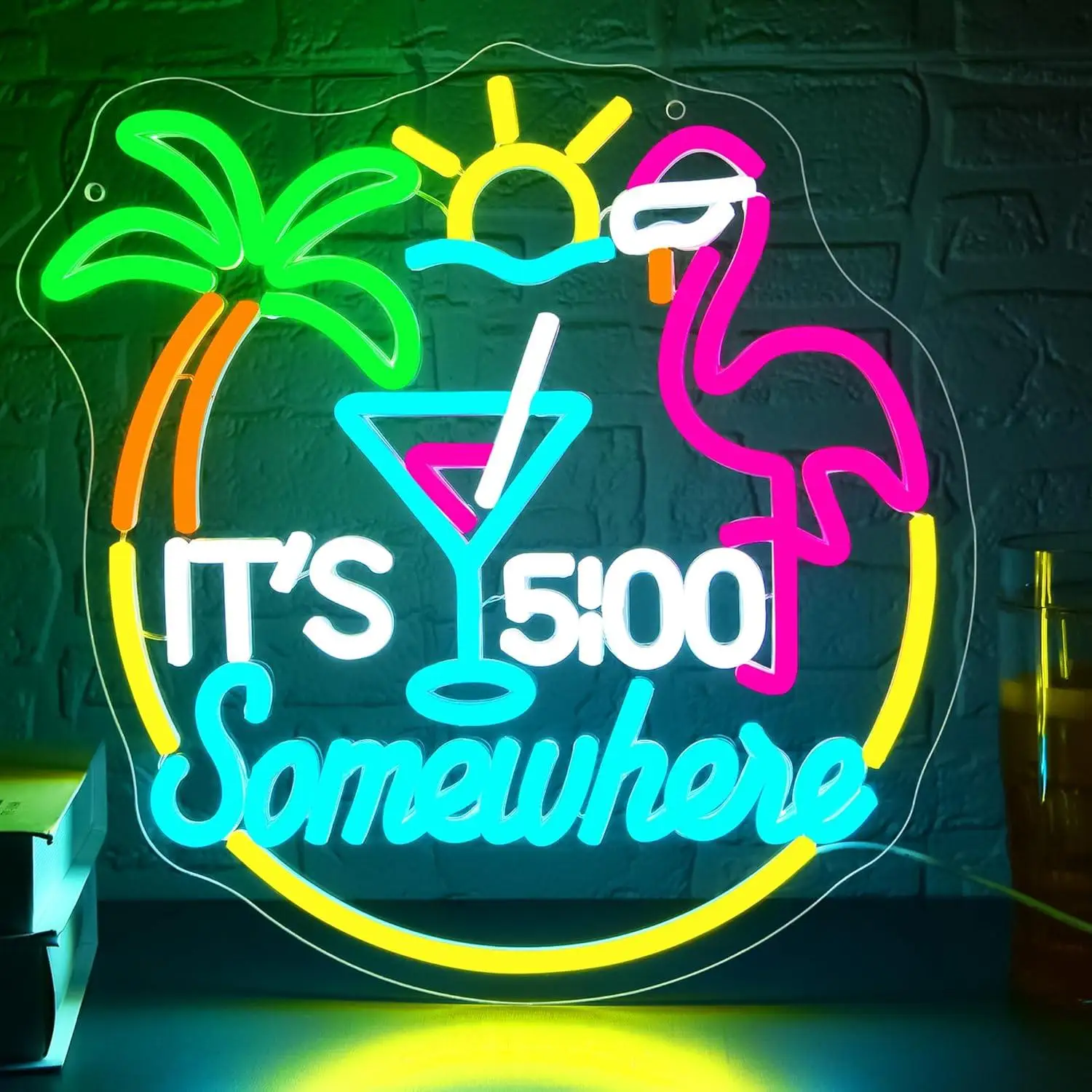 It's 5:00 Somewhere Tropical Neon Sign USB Dimmable LED Neon Light for Beach Tiki Bar Man Cave Party Wall Decor Birthday Gifts
It's 5:00 Somewhere Tropical Neon Sign USB Dimmable LED Neon Light for Beach Tiki Bar Man Cave Party Wall Decor Birthday Gifts