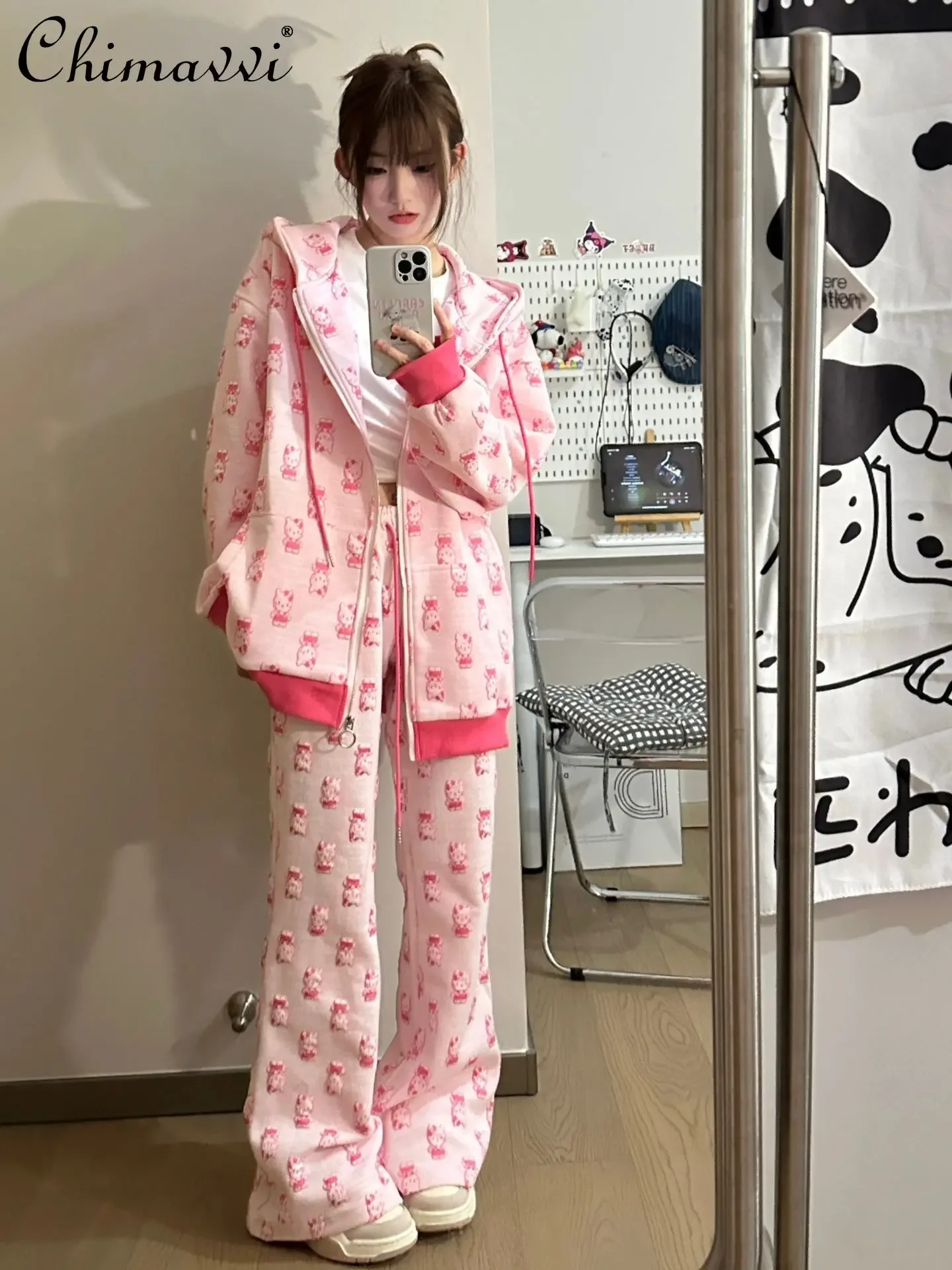 Sweet Sportswear Suit Spring Autumn Fashion Cartoon Loose Long Sleeve Hooded Sweatshirt Pants Casual Cute Ladies Two-Piece Set
Sweet Sportswear Suit Spring Autumn Fashion Cartoon Loose Long Sleeve Hooded Sweatshirt Pants Casual Cute Ladies Two-Piece Set
