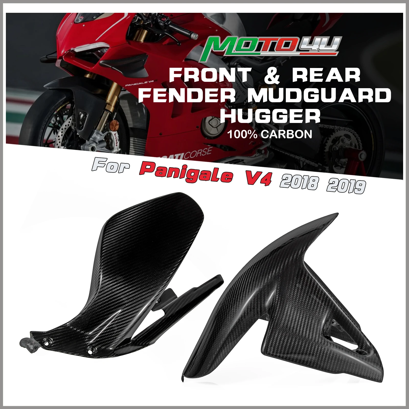 1 Set Carbon Fiber Front & Rear Fender Mudguard Hugger 100% Gloss Motorcycle Accessories For Ducati Panigale V4 2018 2019
1 Set Carbon Fiber Front & Rear Fender Mudguard Hugger 100% Gloss Motorcycle Accessories For Ducati Panigale V4 2018 2019