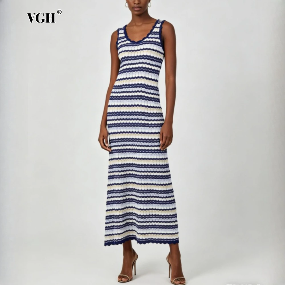 VGH Solid Loose Spliced Striped Chic Dresses for Women O Neck Sleeveless Vintage Casual Dress Female Summer Fashion New Style
VGH Solid Loose Spliced Striped Chic Dresses for Women O Neck Sleeveless Vintage Casual Dress Female Summer Fashion New Style