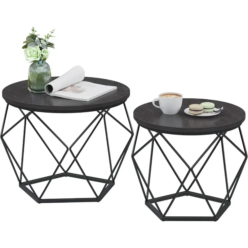 Small Coffee Table Set of 2, Round Coffee Table with Steel Frame, Side End Table for Living Room, Bedroom, Office
Small Coffee Table Set of 2, Round Coffee Table with Steel Frame, Side End Table for Living Room, Bedroom, Office