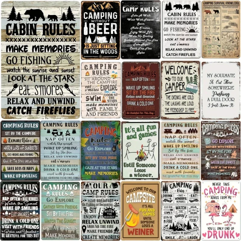 Vintage Metal Tin Poster Funny Camping Rules Metal Tin Signs Posters Plate Wall Art for Bars Cafe Clubs Retro Posters Plaque
Vintage Metal Tin Poster Funny Camping Rules Metal Tin Signs Posters Plate Wall Art for Bars Cafe Clubs Retro Posters Plaque