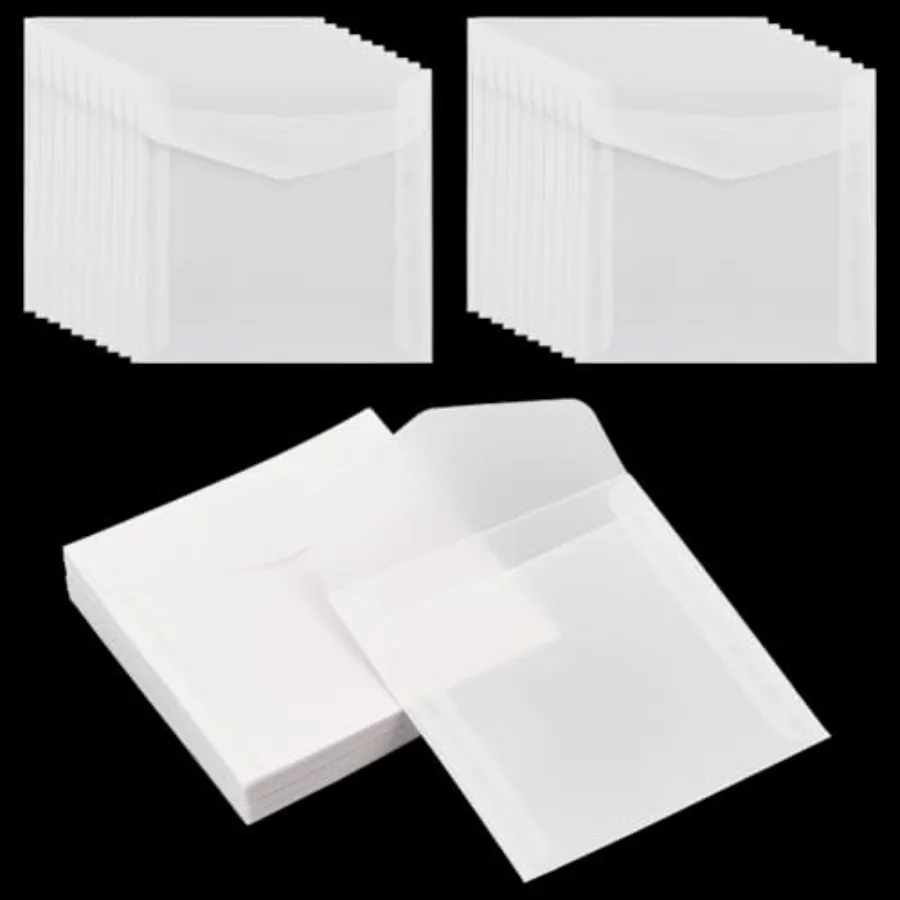 50pcs Glassine Envelopes White Translucent Paper Envelopes, Vellum Square Clear Envelop for Weddings Invitations Craft Photos G
50pcs Glassine Envelopes White Translucent Paper Envelopes, Vellum Square Clear Envelop for Weddings Invitations Craft Photos G