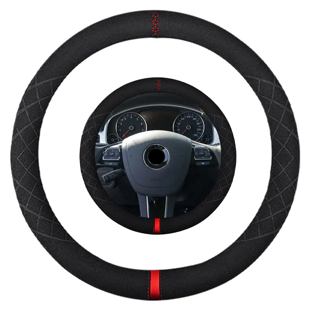 Black Suede D-Shape Steering Wheel Cover For 15 Inch Wheel, Sporty Non-Slip Design, Car Interior Upgrade Accessory
Black Suede D-Shape Steering Wheel Cover For 15 Inch Wheel, Sporty Non-Slip Design, Car Interior Upgrade Accessory