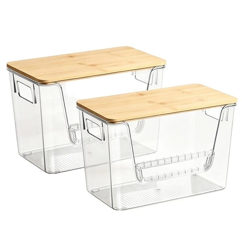ABZL Stackable Kitchen Storage Set 2 Piece In Clear Plastic With Bamboo Lids Container For Easy Access
ABZL Stackable Kitchen Storage Set 2 Piece In Clear Plastic With Bamboo Lids Container For Easy Access