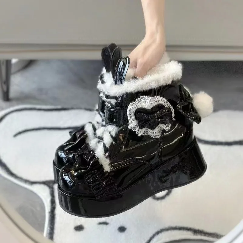 Lovely Girls Lolita Winter Ankle Snow Boots,Plush Warm Hairball Bowknots Wedge Heel Heightening Platform Shoes
Lovely Girls Lolita Winter Ankle Snow Boots,Plush Warm Hairball Bowknots Wedge Heel Heightening Platform Shoes