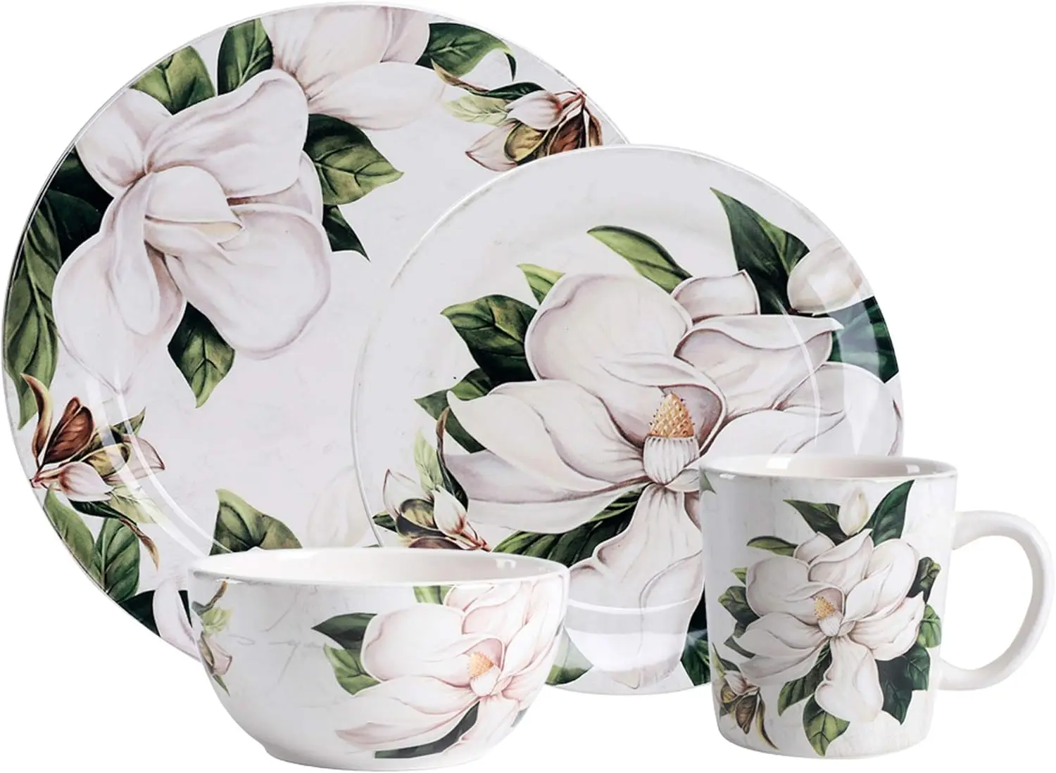 Набор столовой посуды Magnolia Floral Ceramic, 16 предметов, сервиз на 4 человека, включая 11-дюймовые обеденные тарелки, тарелки для салата 8,75 дюйма, 26 унций C
Набор столовой посуды Magnolia Floral Ceramic, 16 предметов, сервиз на 4 человека, включая 11-дюймовые обеденные тарелки, тарелки для салата 8,75 дюйма, 26 унций C