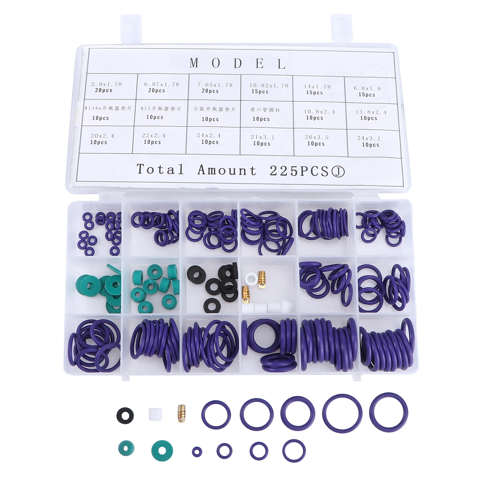 225 Pcs Sealing Gasket Kit Assortment Rubber Washers Mix Heat Resistant Oil Proof Anti-static Car Accessories
225 Pcs Sealing Gasket Kit Assortment Rubber Washers Mix Heat Resistant Oil Proof Anti-static Car Accessories