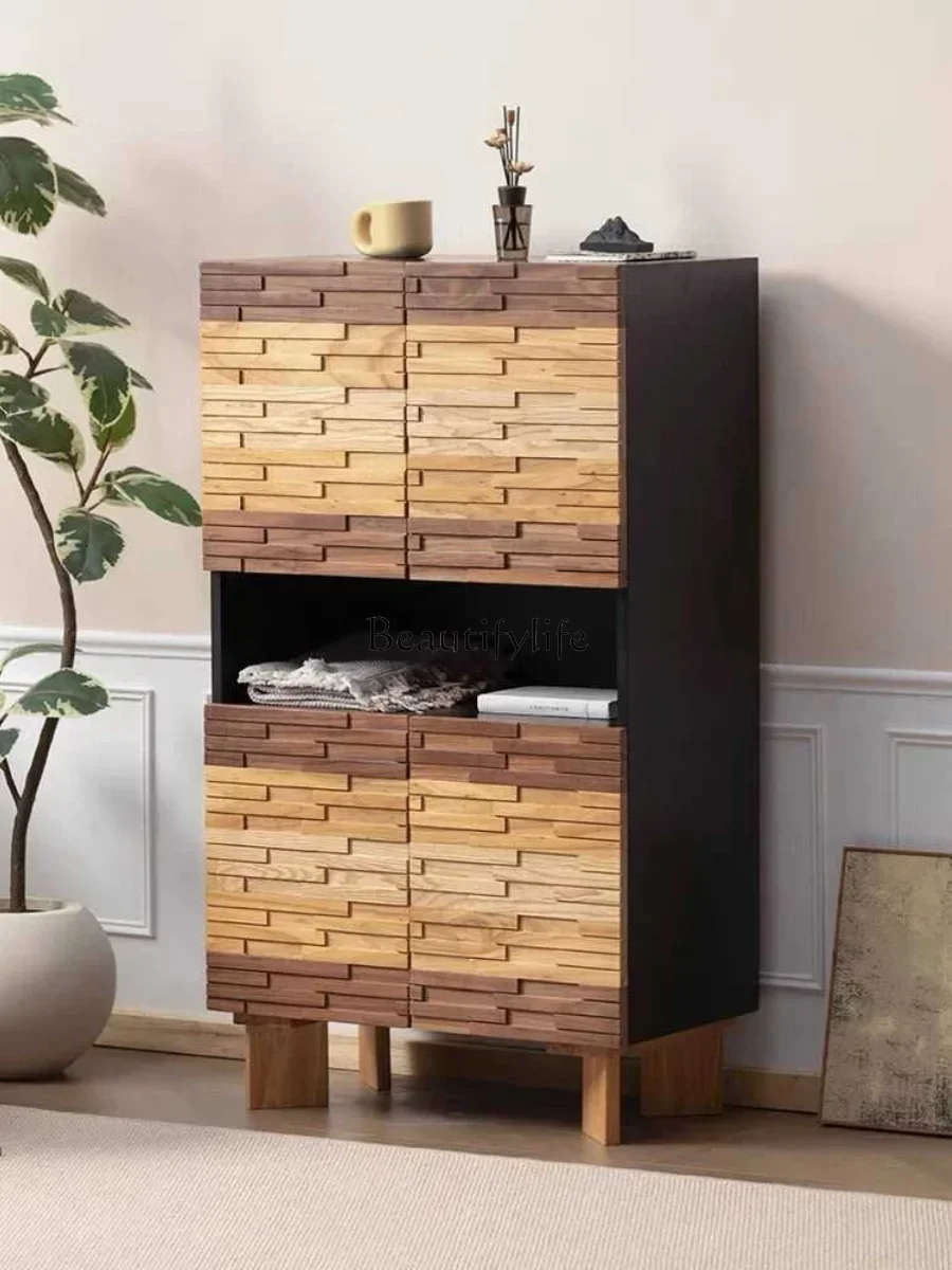 LNordic simple black walnut solid wood locker, storage against the wall, wabi sandy wind storage high cabinet
LNordic simple black walnut solid wood locker, storage against the wall, wabi sandy wind storage high cabinet
