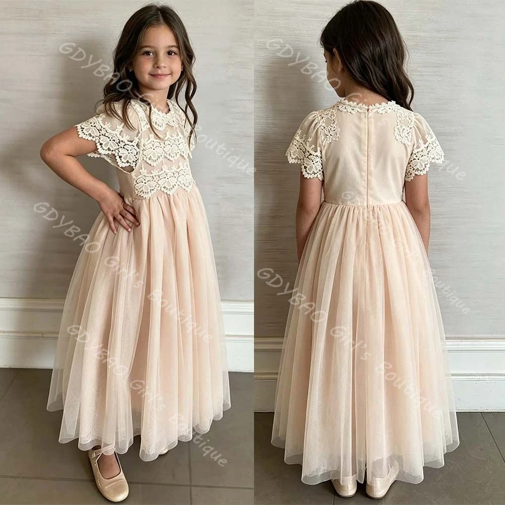A-line/Princess Ankle-length Flower Girl Dress for Wedding Kids Lace Top Tulle Skirt First Communion Dress Custom Party Gown
A-line/Princess Ankle-length Flower Girl Dress for Wedding Kids Lace Top Tulle Skirt First Communion Dress Custom Party Gown