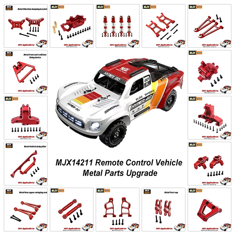 MJX 1/14 14211 Hyper Go RC Car Metal Upgrade Parts Steering Cup Upper Lower Swing Arm Set Shock Tower Bracket Body Post Parts
MJX 1/14 14211 Hyper Go RC Car Metal Upgrade Parts Steering Cup Upper Lower Swing Arm Set Shock Tower Bracket Body Post Parts