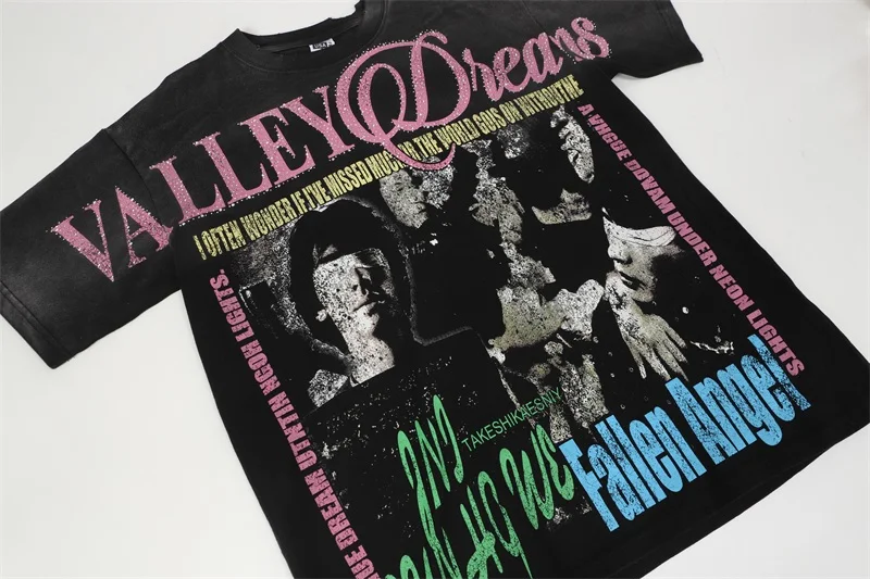 VALLEY Black Washed Short Sleeves Men Women Pure Cotton Vale American Streetwear T-Shirts Top Tee
VALLEY Black Washed Short Sleeves Men Women Pure Cotton Vale American Streetwear T-Shirts Top Tee