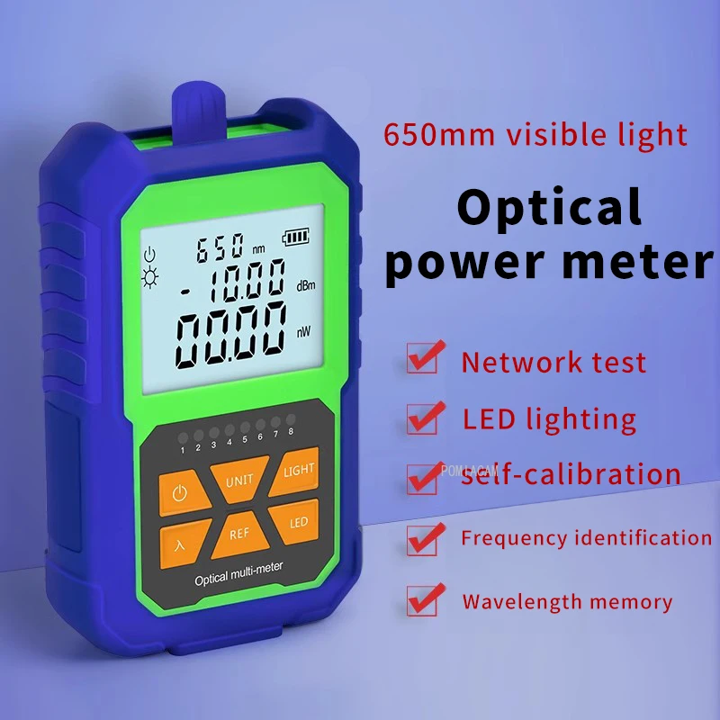 Портативный оптический измеритель мощности G5 с 9 длинами волн, USB-зарядкой, LED-подсветкой, тестером RJ45 и оптоволоконным тестером, портативное устройство FC/SC/ST
Портативный оптический измеритель мощности G5 с 9 длинами волн, USB-зарядкой, LED-подсветкой, тестером RJ45 и оптоволоконным тестером, портативное устройство FC/SC/ST