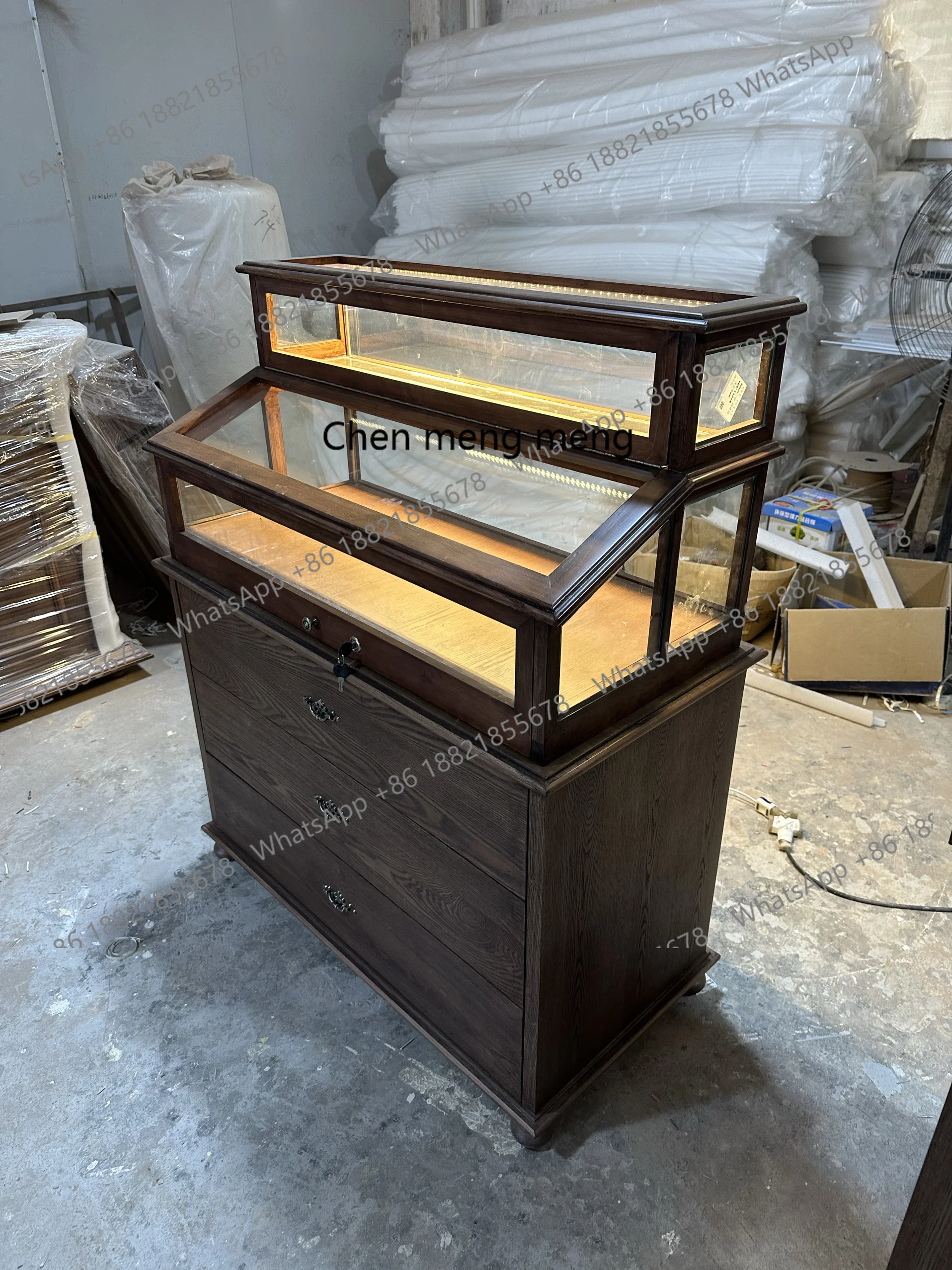 Jewelry Display Cabinet Vintage Store Product Cabinet Retro Display Cabinet Cherry Walnut Color Glass Showcase
Jewelry Display Cabinet Vintage Store Product Cabinet Retro Display Cabinet Cherry Walnut Color Glass Showcase