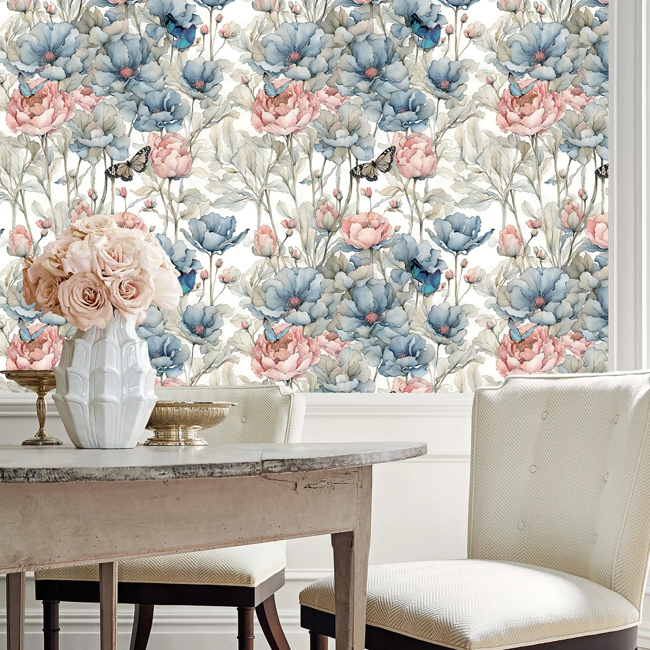 Watercolor Floral Peel and Stick Wallpaper, Pink Blue Butterfly Wall Mural, Self-Adhesive Botanical Wall Decor Paper for Bedroom
Watercolor Floral Peel and Stick Wallpaper, Pink Blue Butterfly Wall Mural, Self-Adhesive Botanical Wall Decor Paper for Bedroom