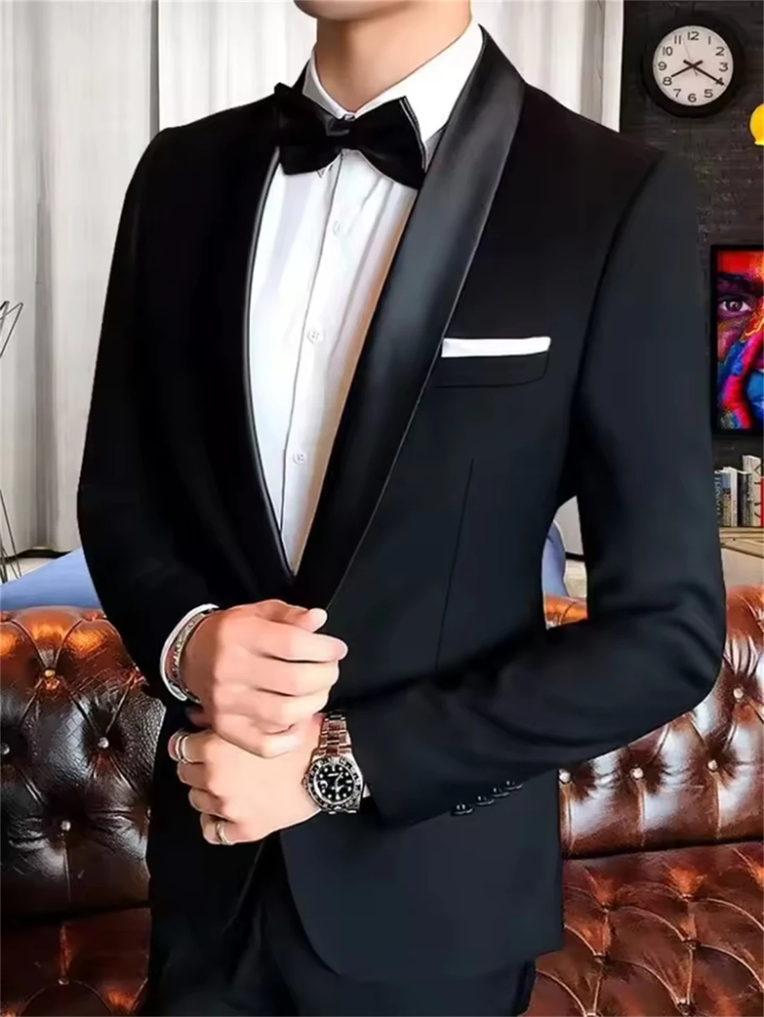 Men's High-Quality Business Suits with Black Satin Collar 2 Piece Casual Wedding Suit Fashion Banquet Clothing (Jacket+Pants)
Men's High-Quality Business Suits with Black Satin Collar 2 Piece Casual Wedding Suit Fashion Banquet Clothing (Jacket+Pants)