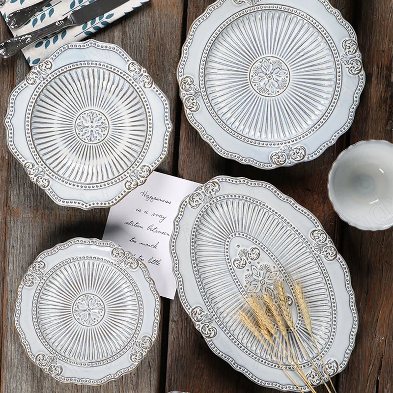 French Baroque Ceramic Plate Retro Dining Room Desktop Dishes and Plates Sets Court Relief Decorative Home Kitchen Tableware
French Baroque Ceramic Plate Retro Dining Room Desktop Dishes and Plates Sets Court Relief Decorative Home Kitchen Tableware