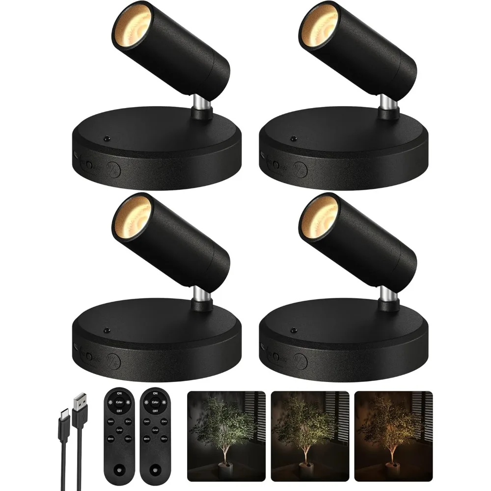 Wireless LED Spotlights with Remote, Rechargeable, Dimmable, Timer, 3CCT for Artwork and Accent Lighting (4 Pack Black)
Wireless LED Spotlights with Remote, Rechargeable, Dimmable, Timer, 3CCT for Artwork and Accent Lighting (4 Pack Black)