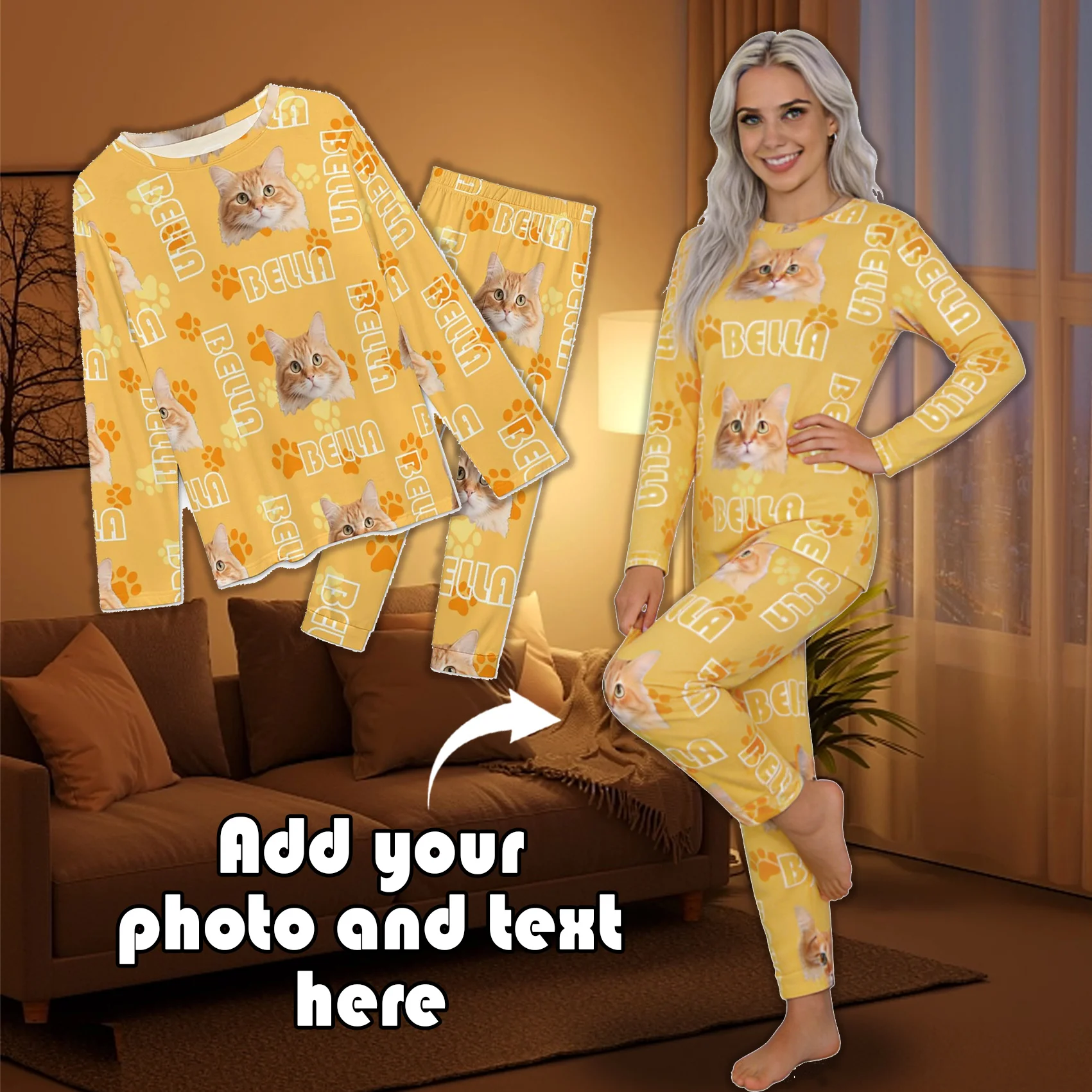 Пижамный комплект с круглым вырезом на заказ, персонализированные изображения и текст, подарки для пар, связки, друзья, домашние животные, семья
Пижамный комплект с круглым вырезом на заказ, персонализированные изображения и текст, подарки для пар, связки, друзья, домашние животные, семья