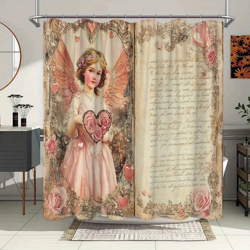 Angelic Girl Shower Curtain - Heart-Shaped Roses, Vintage Digital Illustration, Pink Floral & Heart Motifs, Romantic Design
Angelic Girl Shower Curtain - Heart-Shaped Roses, Vintage Digital Illustration, Pink Floral & Heart Motifs, Romantic Design