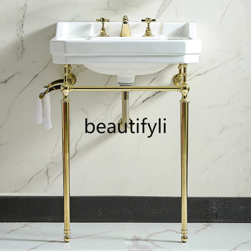 xz1Retro floor-to-ceiling wash basin bracket Golden balcony wash basin Bathroom cabinet Integrated ceramic basin
xz1Retro floor-to-ceiling wash basin bracket Golden balcony wash basin Bathroom cabinet Integrated ceramic basin