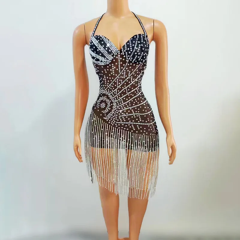 Performance Clothes Birthday Clothing Diamond Halt Back Waist Neck Silver Small Irregular Bevel Small Tassel Party Party Dresses
Performance Clothes Birthday Clothing Diamond Halt Back Waist Neck Silver Small Irregular Bevel Small Tassel Party Party Dresses