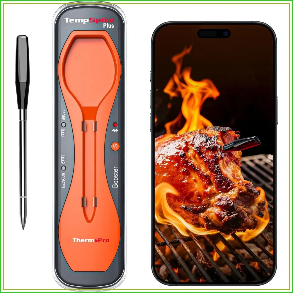 600FT Wireless Meat Thermometer with Ultra-Thin Probe, Bluetooth BBQ Thermometer for Grill, Smoker, Oven, Sous Vide
600FT Wireless Meat Thermometer with Ultra-Thin Probe, Bluetooth BBQ Thermometer for Grill, Smoker, Oven, Sous Vide